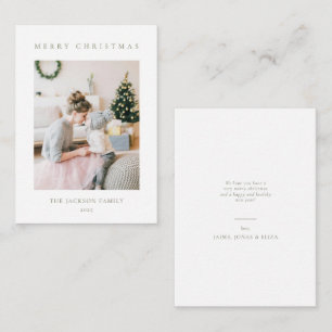BUDGETMinimalist Olive Green Merry Christmas Photo Card