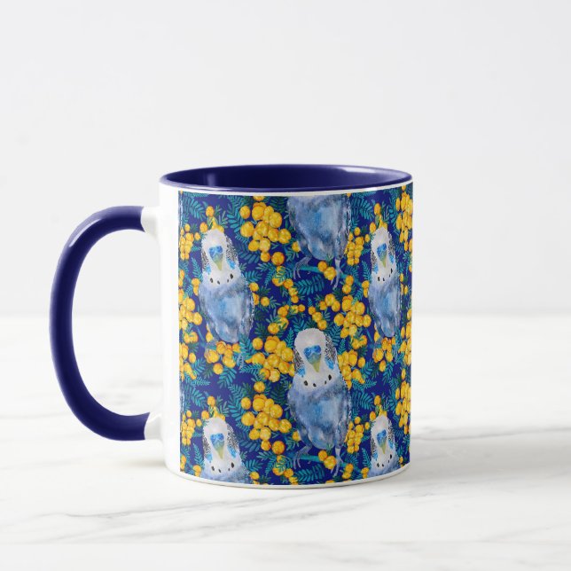 Budgie And Wattle Pattern Mug (Left)