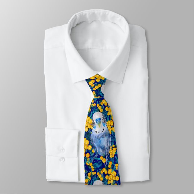 Budgie And Wattle Patterned Tie (Tied)