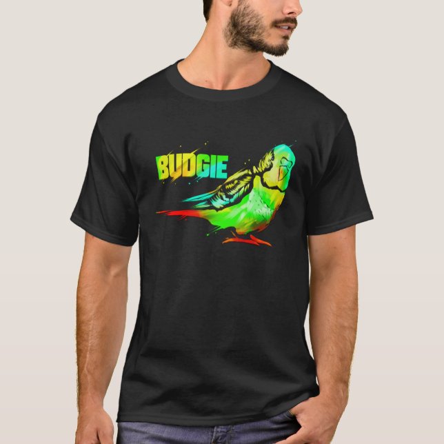 Budgie Bird Color Artwork Budgerigar Parakeet T-Shirt (Front)