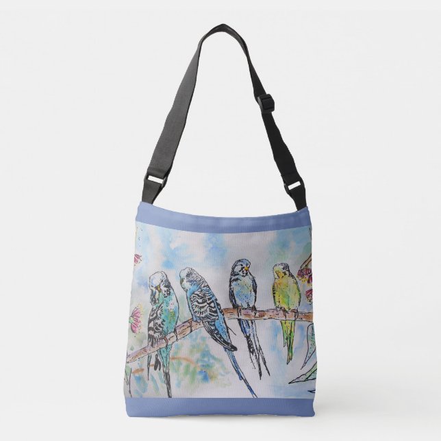 Budgie Bird Crossbody Bag (Front)