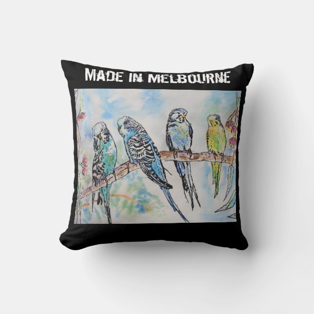 Budgie Budgerigar Bird Made In Melbourne Birds Cushion (Front)