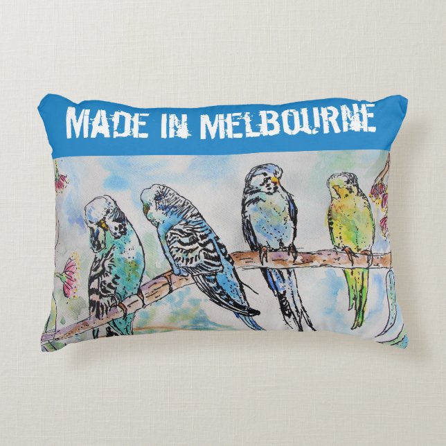 Budgie Budgerigar Bird Made In Melbourne Birds Decorative Cushion (Front)