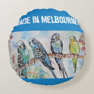 Budgie Budgerigar Bird Made In Melbourne Birds Round Cushion