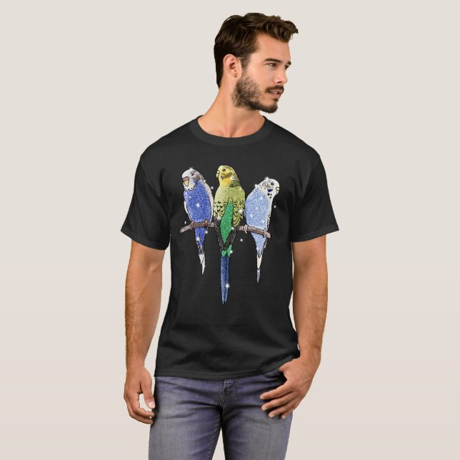 Budgie Budgerigar Glitter T-Shirt (Front Full)