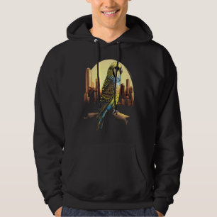 Budgie Budgerigar Parakeet City Skyline Parrot Bir Hoodie