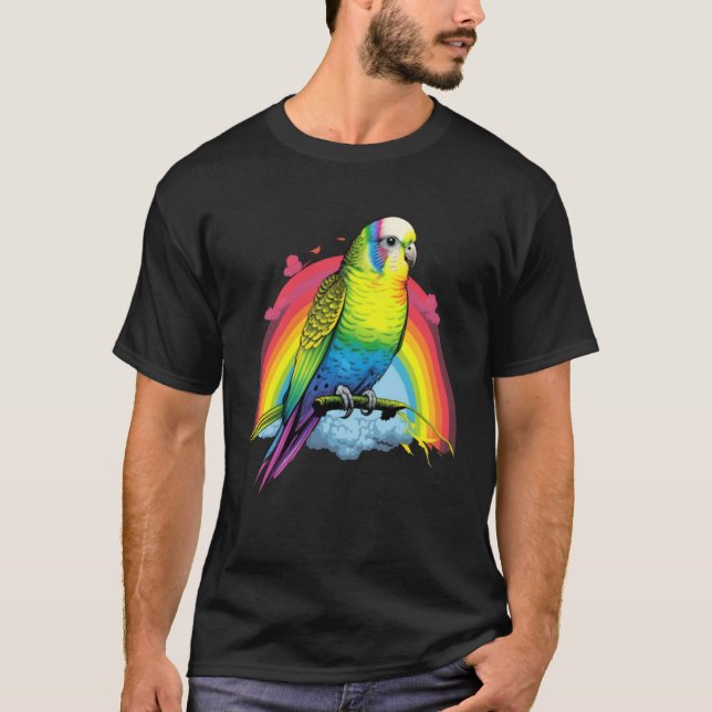 Budgie Budgies Birds Rainbow Budgerigar Parakeet   T-Shirt (Front)