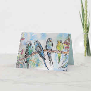 Budgie Budgies Watercolor Painting Bird Card