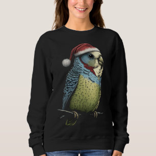 Budgie Christmas Budgerigar Santa Hat Parakeet Bir Sweatshirt