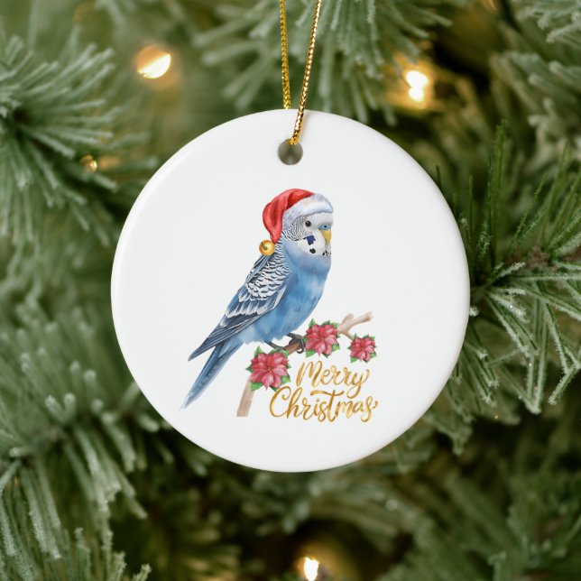Budgie Christmas Ceramic Ornament (Tree)
