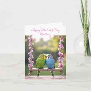 Budgie Couple Custom Valentines or Anniversary  Card