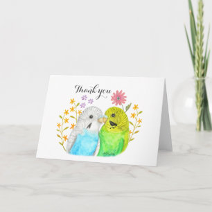 Budgie Couple Wedding Thank you Cute lovebirds Card