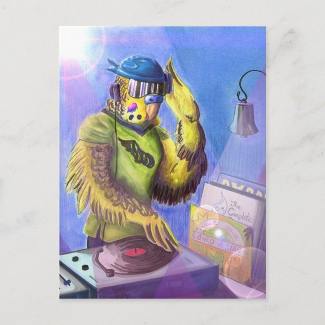 Budgie DJ Postcard (Front)