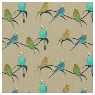 Budgie Frenzy Fabric (Gold)