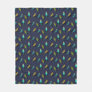 Budgie Frenzy Fleece Blanket (Navy)