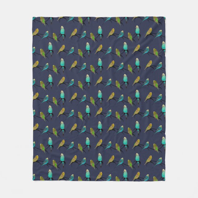 Budgie Frenzy Fleece Blanket (Navy) (Front)