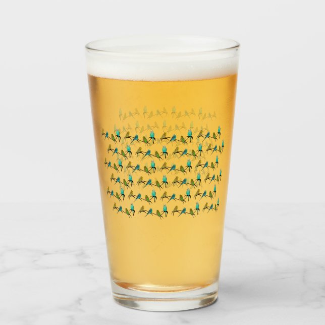 Budgie Frenzy Glass (Back Filled)