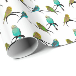 Budgie Frenzy Wrapping Paper (choose colour)