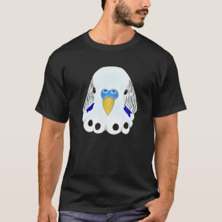 Budgie Head - White And Blue Parakeet Head On Blue T-Shirt