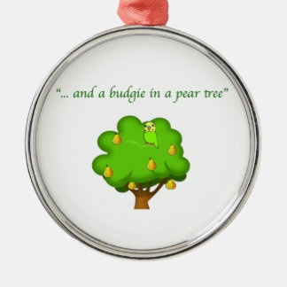 Budgie in a Pear Tree Christmas Ornaments