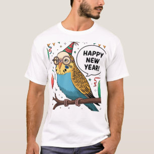 Budgie Lovers Parakeet Pet Bird Happy New Year T-Shirt