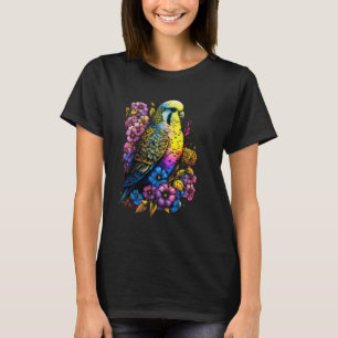 Budgie Mom Flower Budgerigar Parakeet Bird Mother  T-Shirt