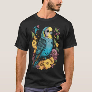 Budgie Mom Flower Budgerigar Parakeet Bird Mother T-Shirt
