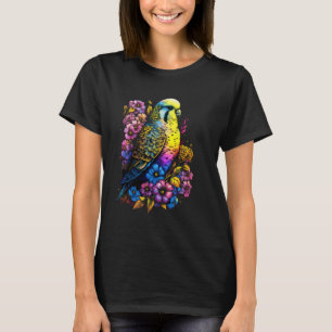 Budgie Mum Flower Budgerigar Parakeet Bird Mother T-Shirt