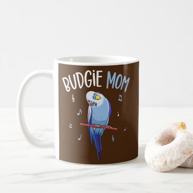 Budgie Mum Parakeet Budgerigar Womens Funny  Coffee Mug (With Donut)