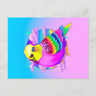 Budgie Neon Postcard