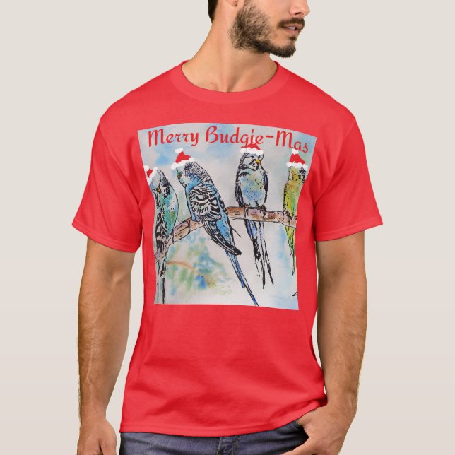 Budgie Parakeet Budgerigar Mens Funny Christmas T-Shirt (Front)