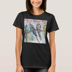 Budgie Parakeet Budgerigar Womens Funny Christmas T-Shirt
