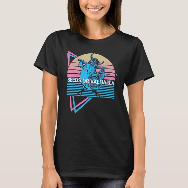 Budgie Parakeet Retro Seeds Or Valhalla T-Shirt (Front)