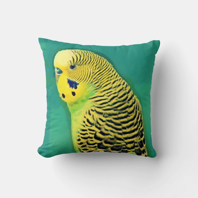 Budgie/Parakeet Throw Pillow (Front)