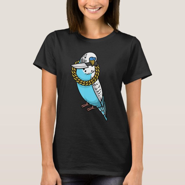 Budgie Parrot Budgerigar Bird With Knife T-Shirt (Front)