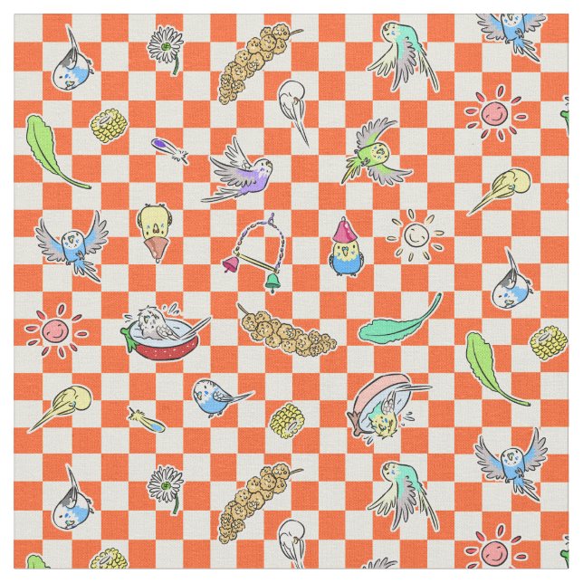 Budgie parrot pattern fabric (Close Up)