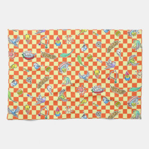 Budgie parrot pattern tea towel