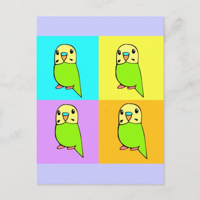 Budgie Pop Art Postcard (Front)