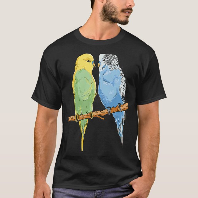 Budgie Sitting Birds Budgerigar  Parakeet Owner T-Shirt (Front)