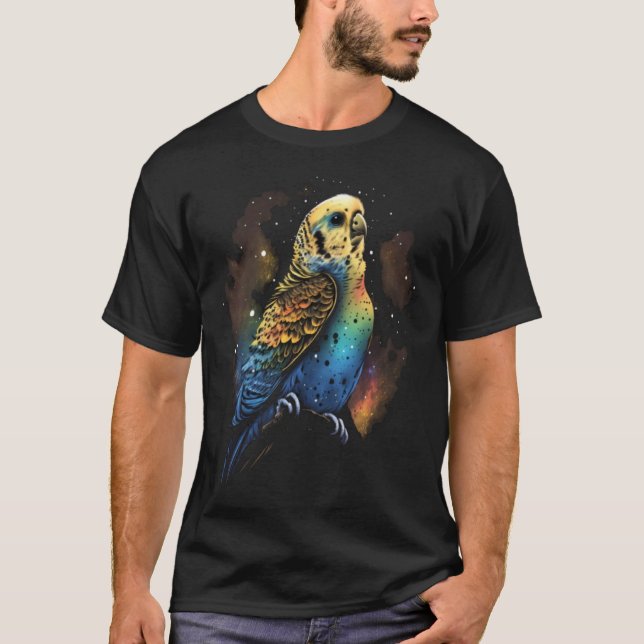 Budgie Space Budgerigar Parakeet Bird T-Shirt (Front)