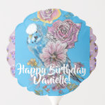 Budgie Watercolor floral Ladies Birthday Balloon<br><div class="desc">Blue Budgie Watercolor Lilac floral Ladies Girls Birthday Balloon. A glorious product made from my original watercolor paintings.</div>