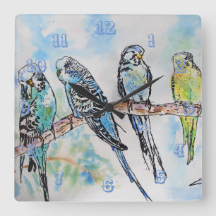 Budgies Budgie Budgerigar Bird Room Clock