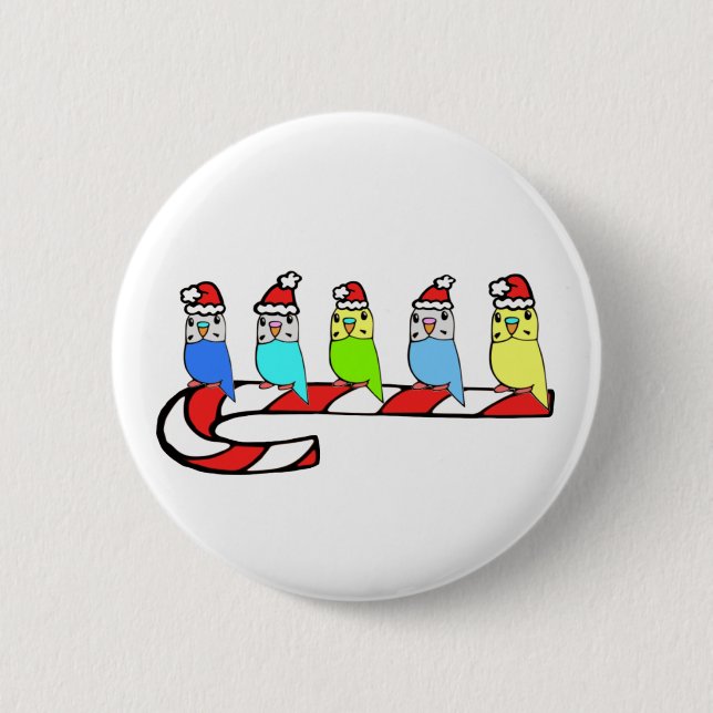 Budgies- Christmas 6 Cm Round Badge (Front)