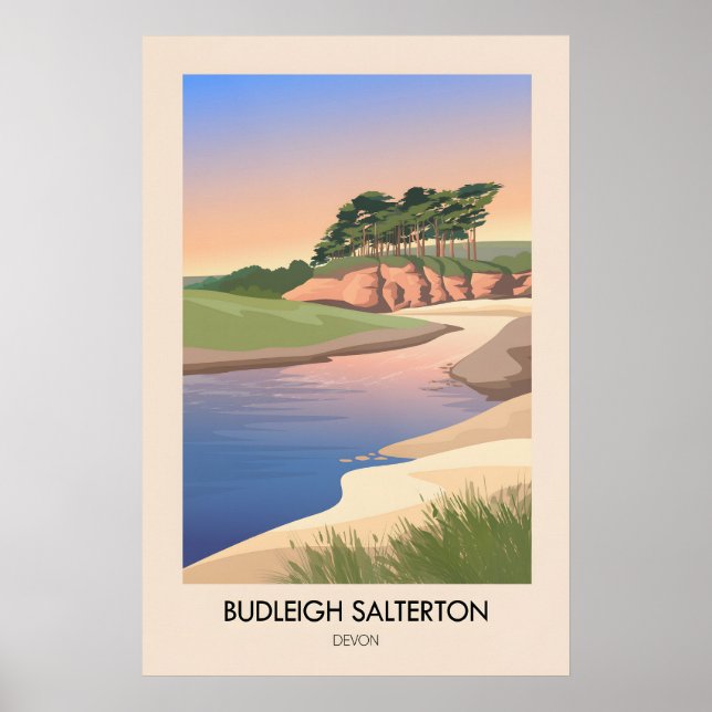 Budleigh Salterton Devon Seaside Travel Poster (Front)