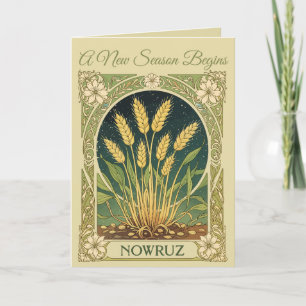 Buds of Nowruz Elegant Art Nouveau Botanical Card