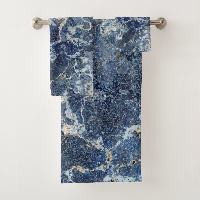 Bue Grey Black Marble & Beige Veins Bath Towel Set (Insitu)