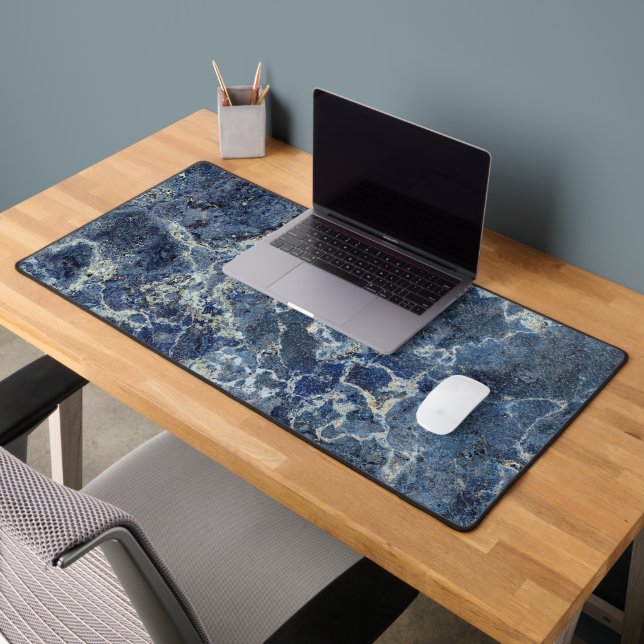 Bue Grey Black Marble & Beige Veins Desk Mat (Office 2)