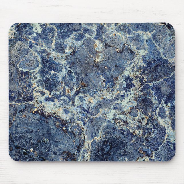 Bue Grey Black Marble & Beige Veins Mouse Pad (Front)