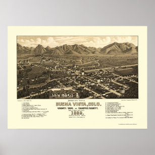 Buena Vista, CO Panoramic Map - 1882 Poster
