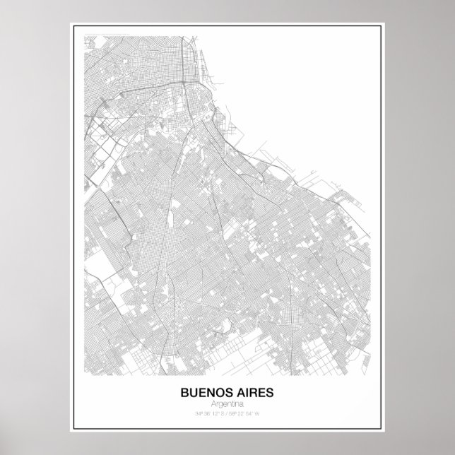 Buenos Aires, Argentina Minimalist Map Poster (Front)